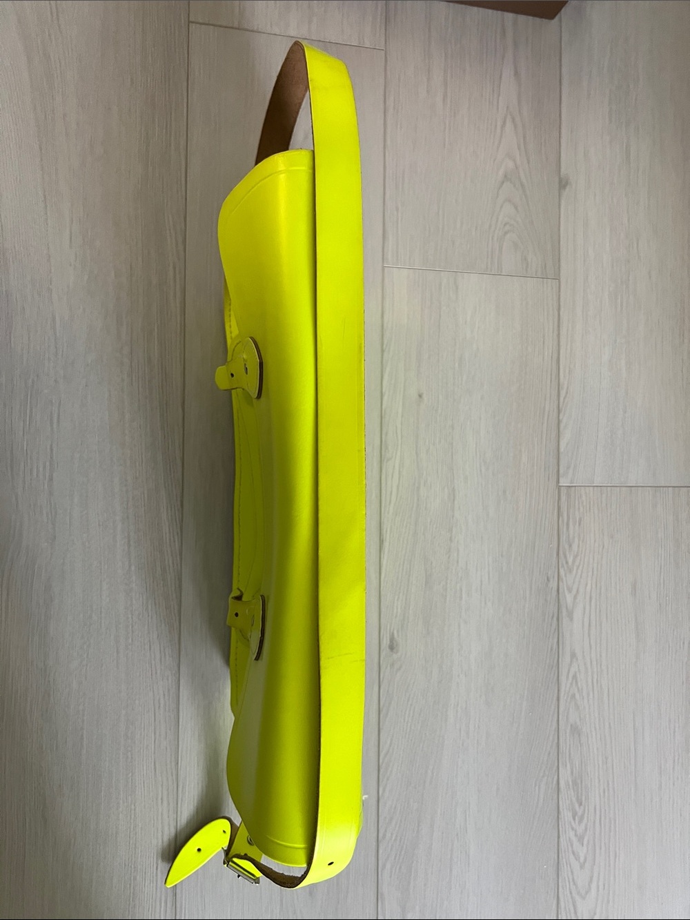 The Cambridge Satchel Company Neon Yellow Satchel with Tan Strap - Picture 7 of 7